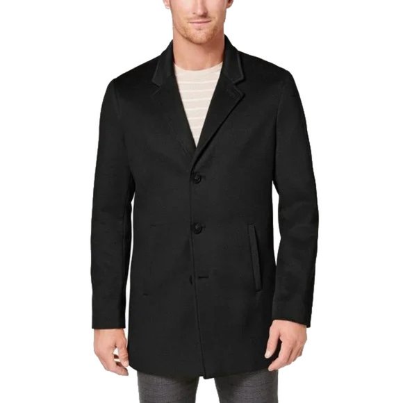 NWT Mens Size Medium Calvin Klein Extreme Slim Fit Wool Blend Winter Pea Coat - Picture 7 of 7